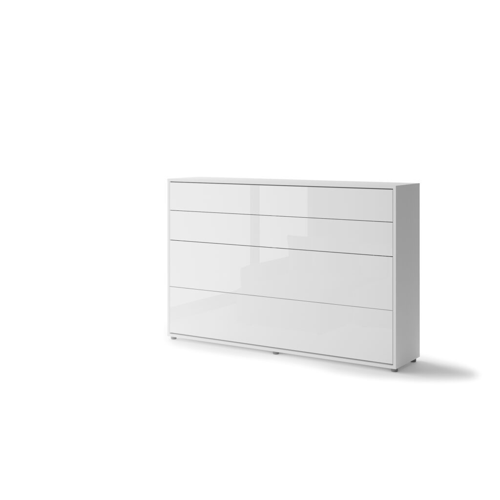 Lenart Bed Concept horizontaal opklapbed 120x200 wit hoogglans ingeklapt