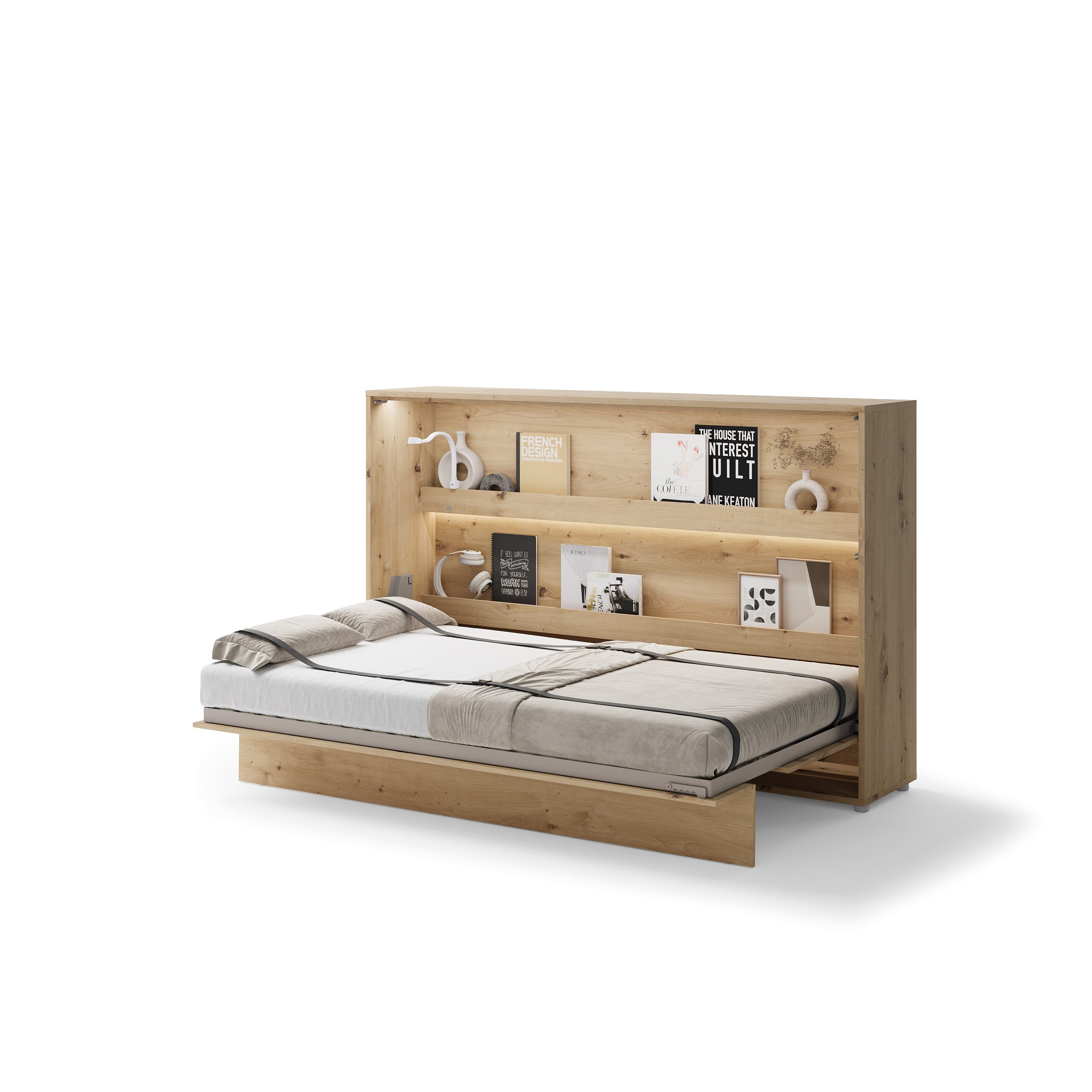 Lenart Bed Concept Horizontaal Opklapbed 120x200 - Eikenkleur - Afbeelding 7