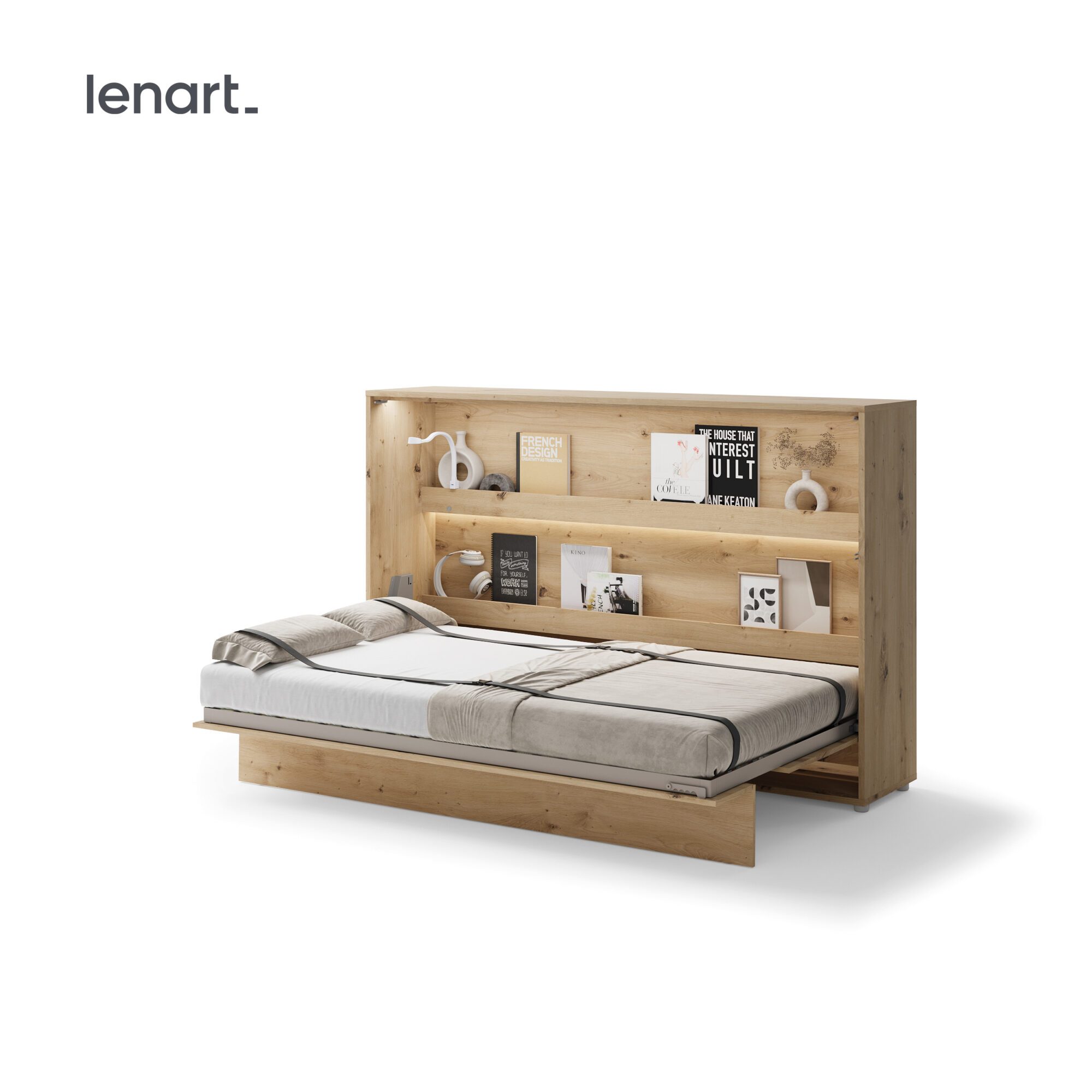 Lenart Bed Concept Horizontaal Opklapbed 120x200 - Eikenkleur