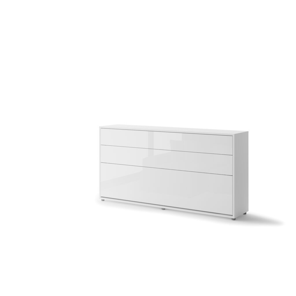 Lenart Bed Concept horizontaal opklapbed 90x200 hoogglans wit ingeklapt