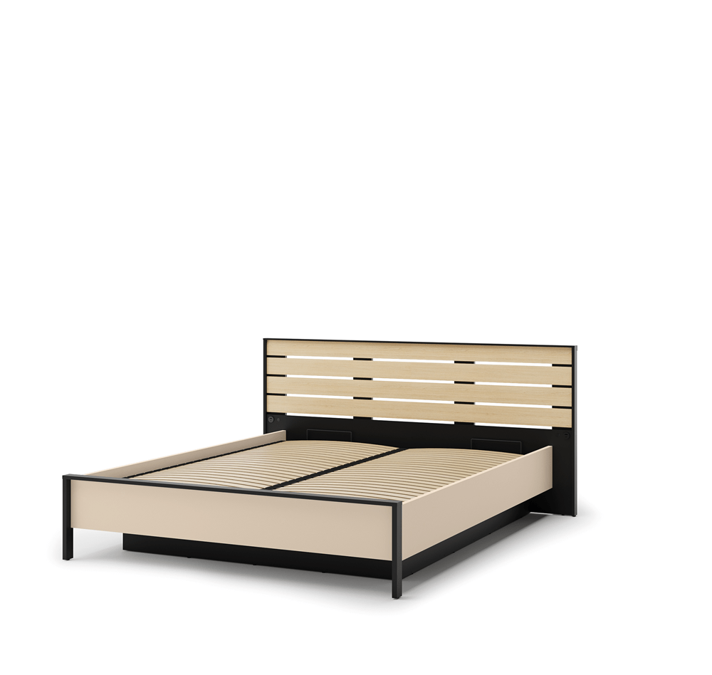 Lenart Enna Complete Slaapkamer Set – Beige / Zwart / Vincenza Eiken - Afbeelding 5