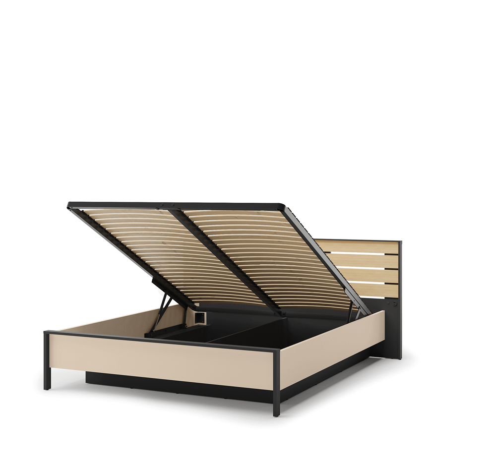 Lenart Enna Complete Slaapkamer Set – Beige / Zwart / Vincenza Eiken - Afbeelding 6