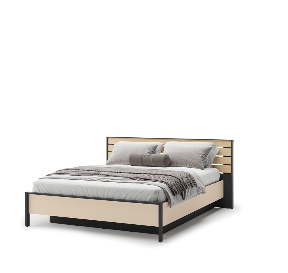 Lenart Enna Complete Slaapkamer Set – Beige / Zwart / Vincenza Eiken - Afbeelding 4