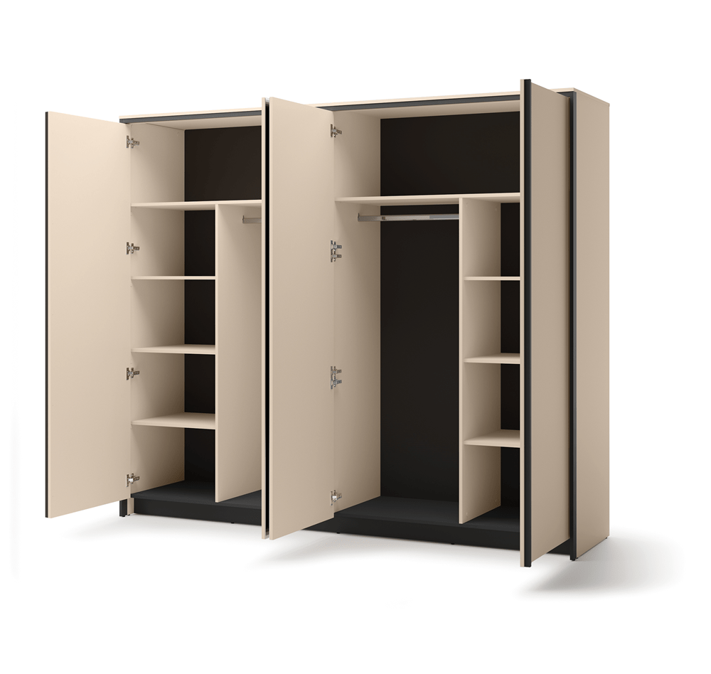 Lenart Enna Complete Slaapkamer Set – Beige / Zwart / Vincenza Eiken - Afbeelding 15