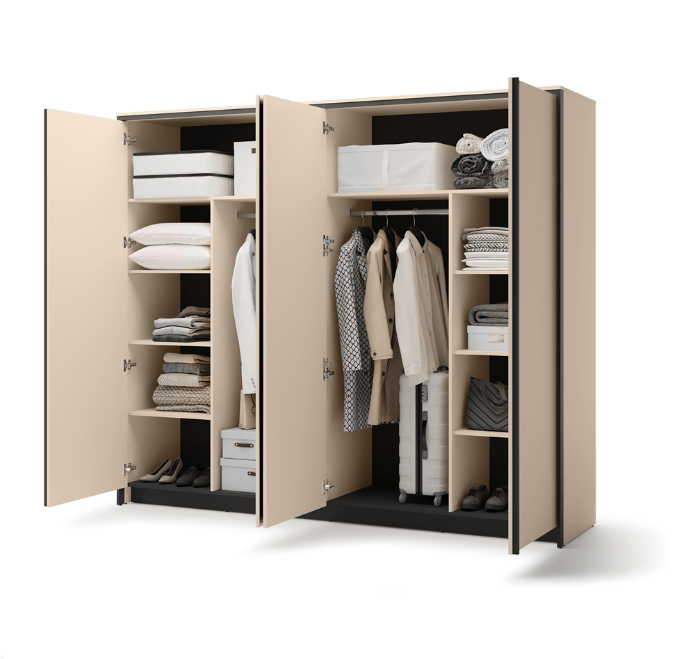 Lenart Enna Complete Slaapkamer Set – Beige / Zwart / Vincenza Eiken - Afbeelding 14