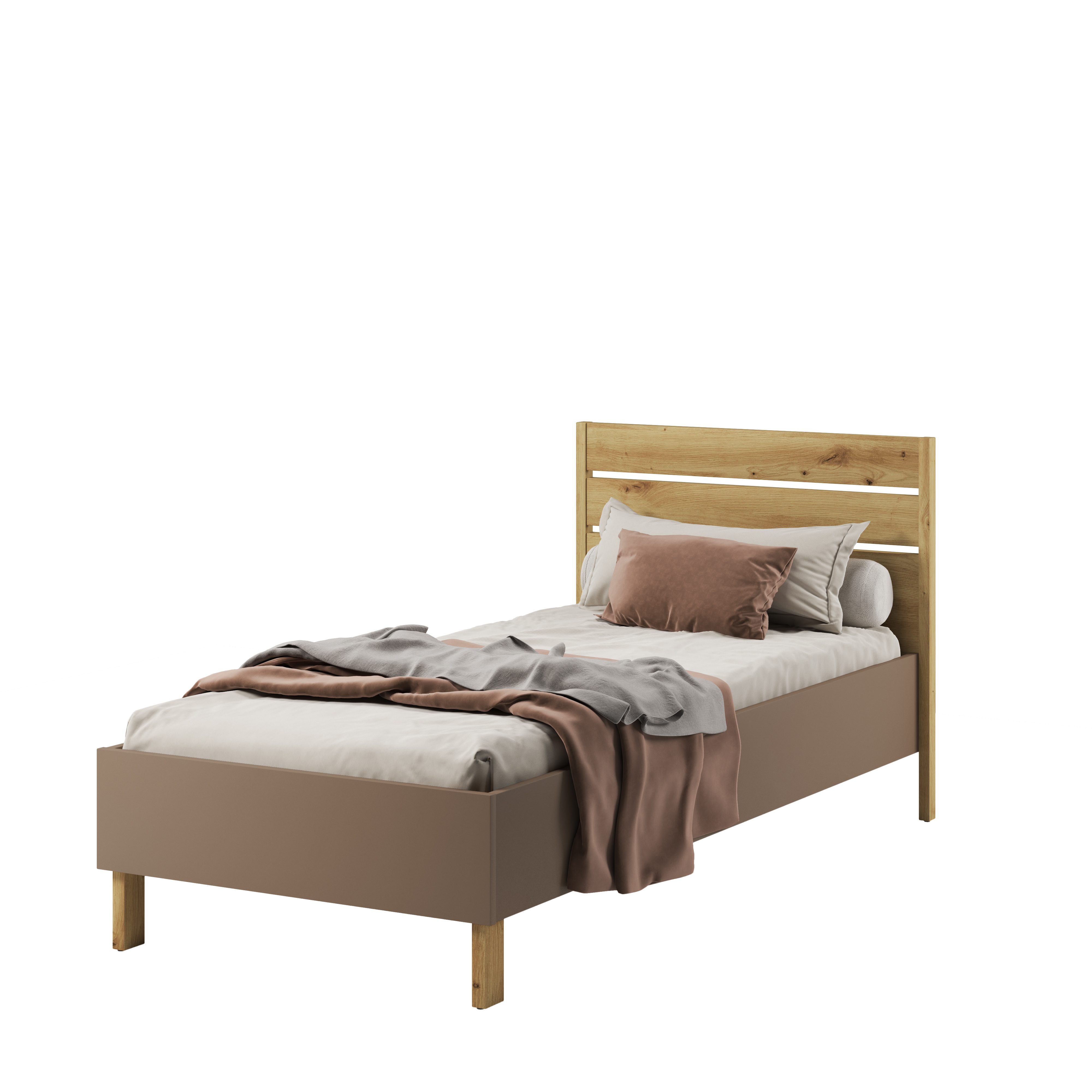 Lenart Lenny twijfelaar bed 120x200 Artisan eiken beige truffel