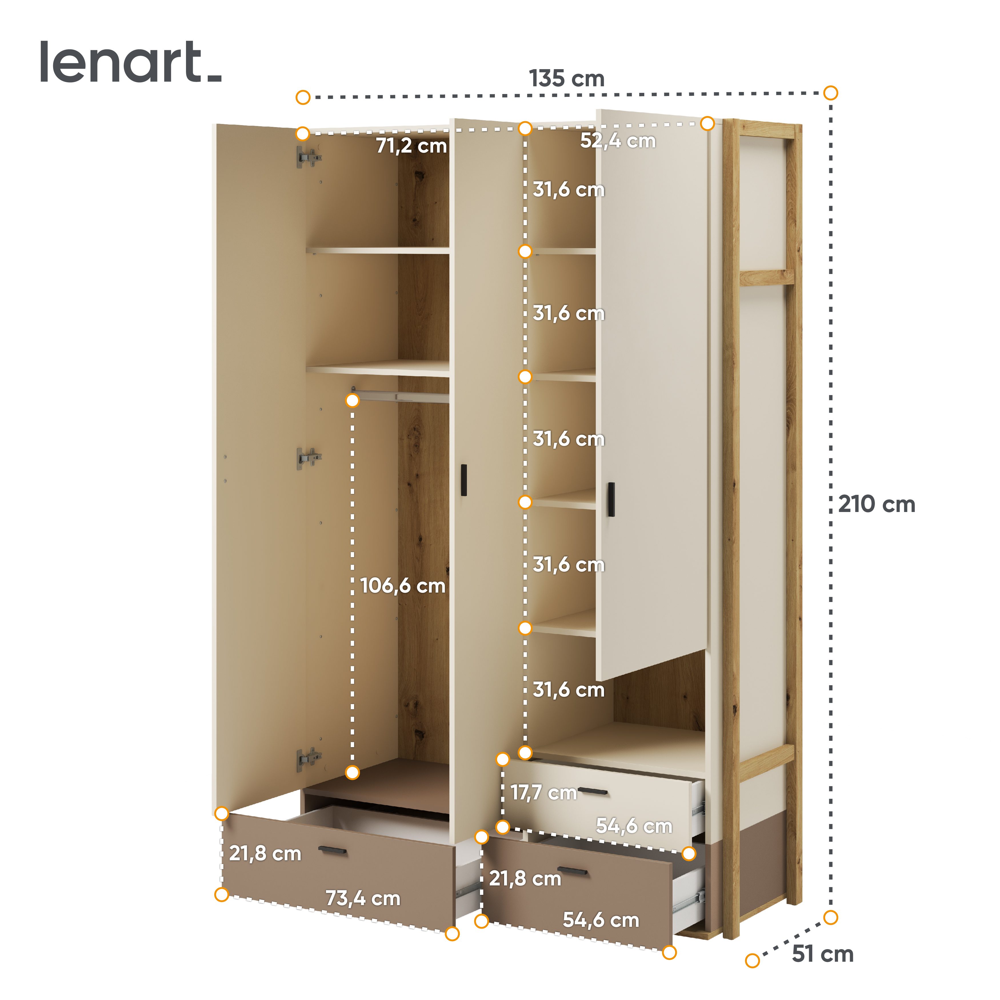 Lenart Lenny Complete Kinderkamer Set – Artisan Eiken / Beige / Truffel - Afbeelding 12