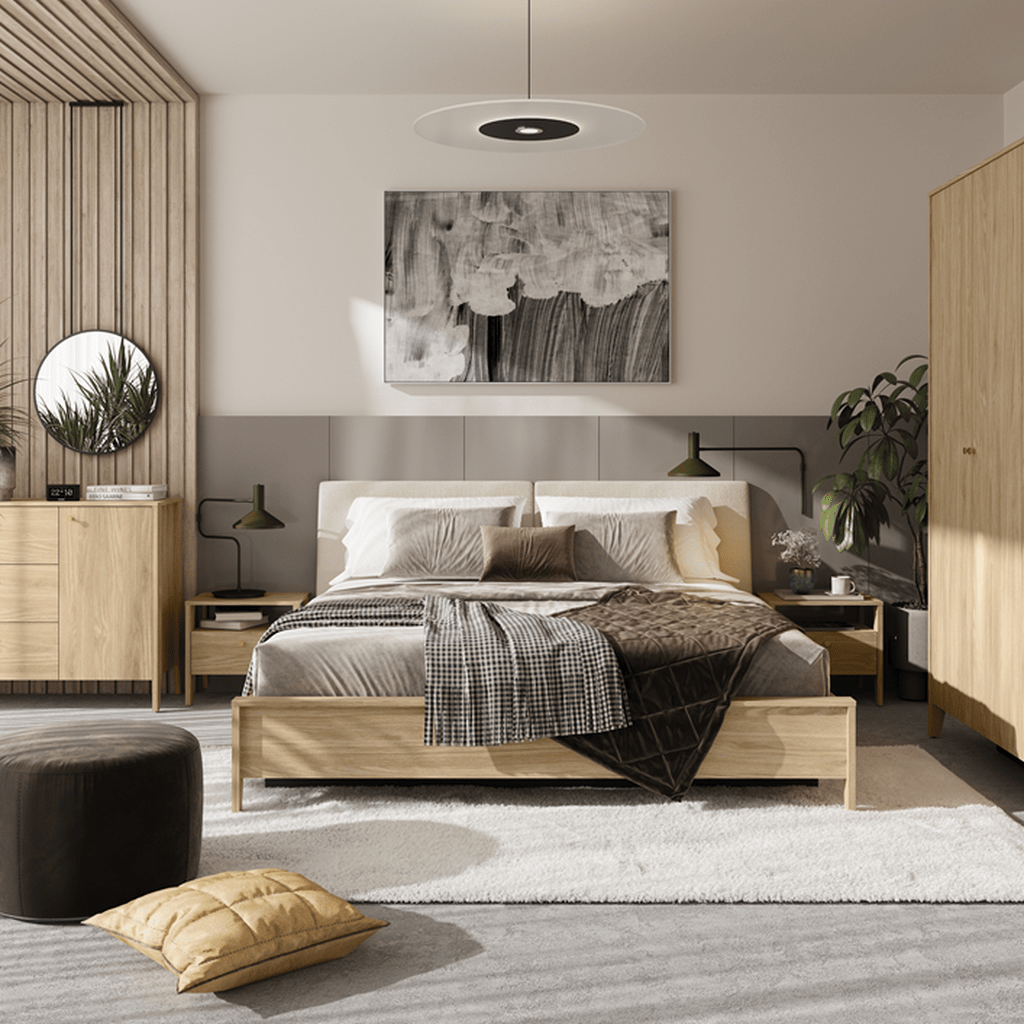 Lenart Snugly complete slaapkamer set in geolied eiken met bed en kledingkast