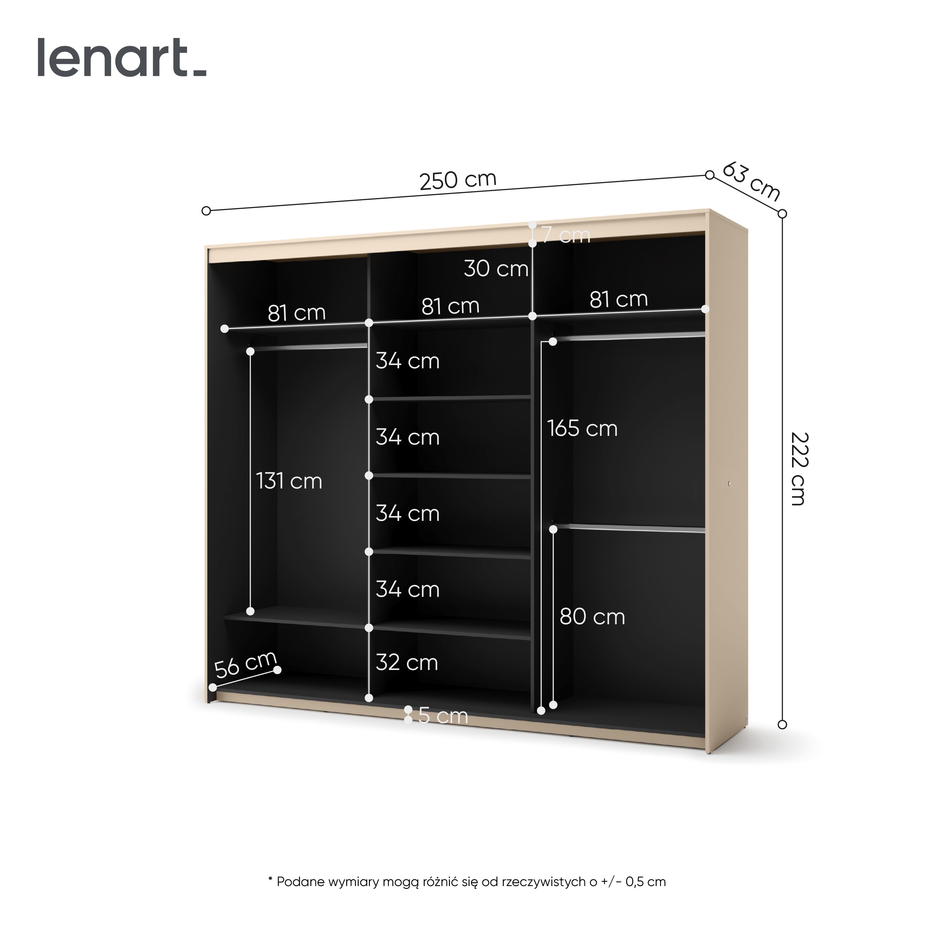 Lenart TREND BEDROOM Complete Slaapkamer set Met Verlichting – Zandbeige / Zwart - Afbeelding 9