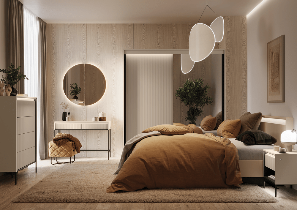 Lenart TREND BEDROOM schuifdeurkast 200 cm met spiegel en verlichting
