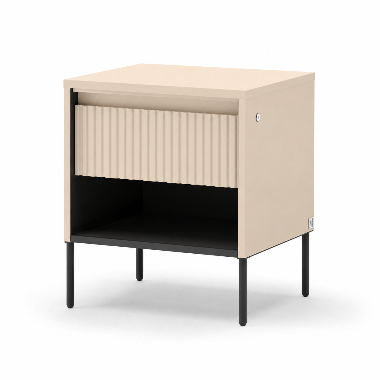 Lenart TREND BEDROOM nachtkastje zandbeige zwart vooraanzicht
