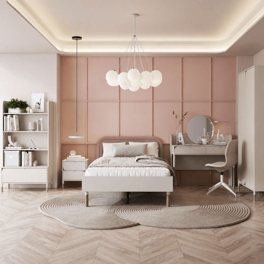Lenart Harmony bed 90x200 met breed hoofdbord 125 cm cashmere truffel