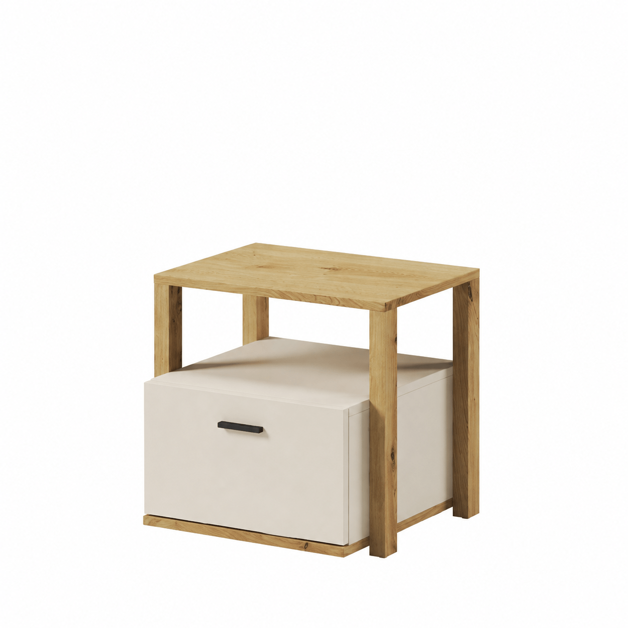 Lenart Lenny nachtkastje met opberglade eiken beige truffel