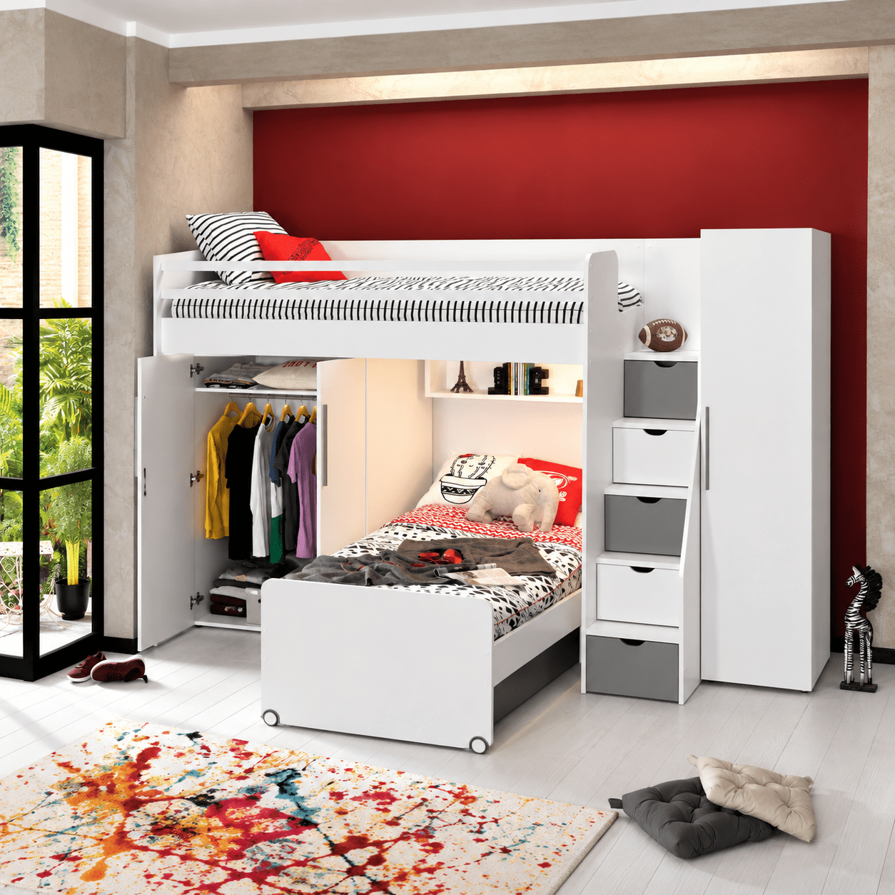 Almila Neo Complete Kinderkamer Set Hoogslaper - Wit/Grijs- Zelf Samenstellen - Afbeelding 13
