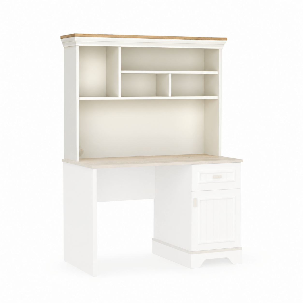 almila monte bureau opzet wandkast creme eiken 49x40x164 cm