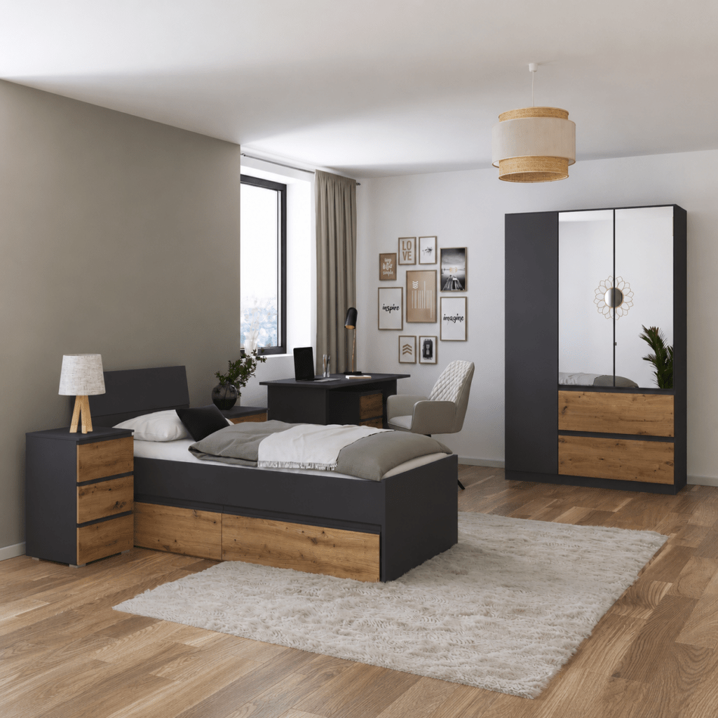Rauch Joel complete kinderkamer set artisan grey met bed kledingkast en bureau