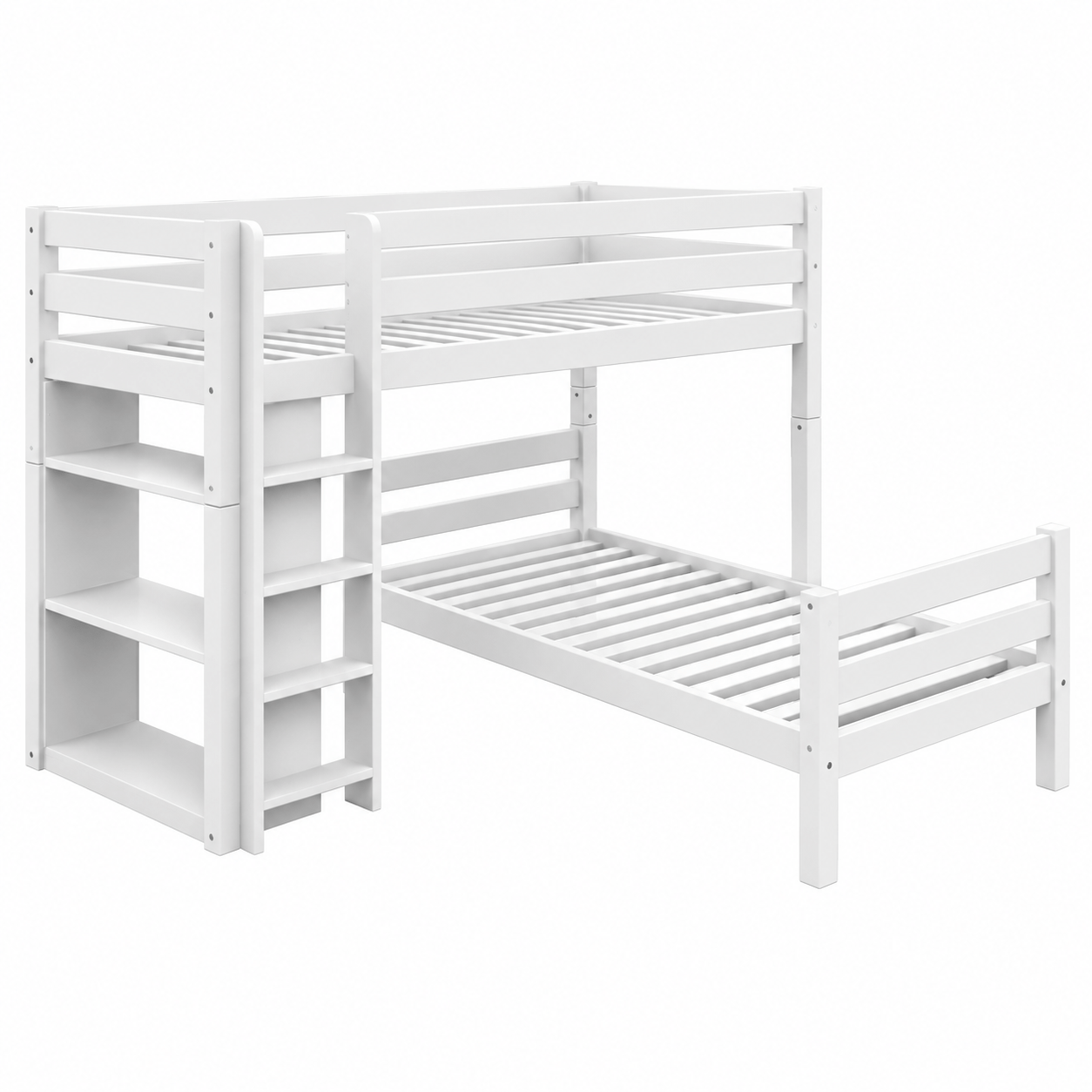 stevige houten ladder infanskids pino hoekstapelbed wit