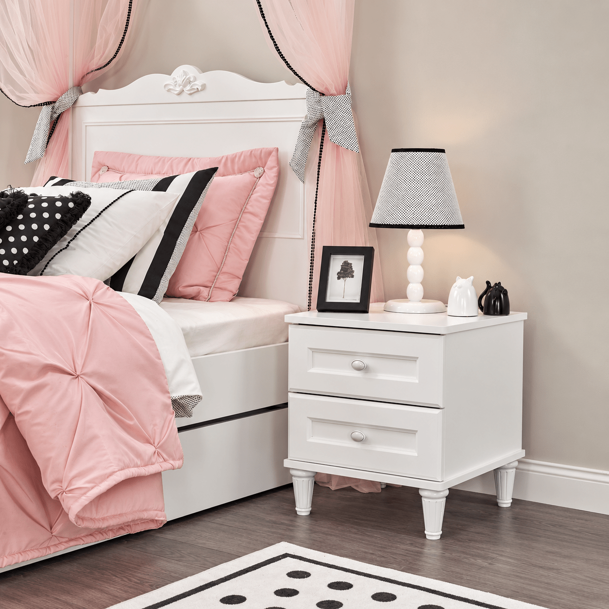 Almila Lora Complete Kinderkamer Set Wit / Rose - Afbeelding 6