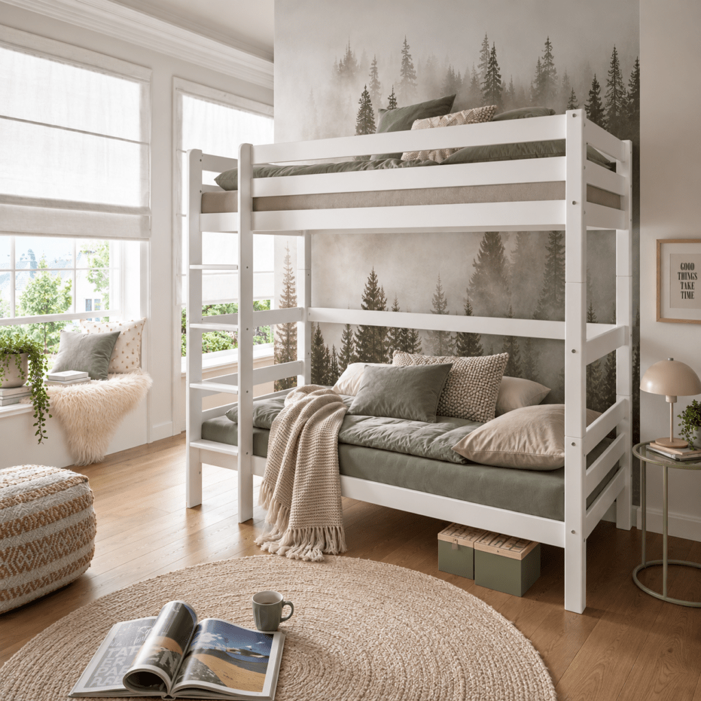 infanskids pino stapelbed xl 90x200 wit van massief beukenhout 182 cm hoog