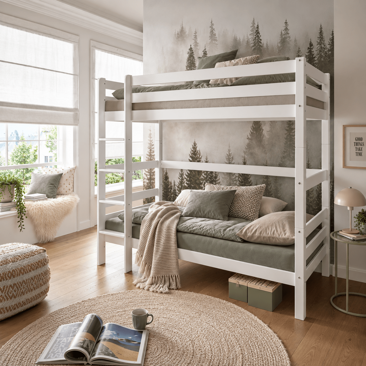 infanskids pino stapelbed xl 90x200 wit van massief beukenhout 182 cm hoog