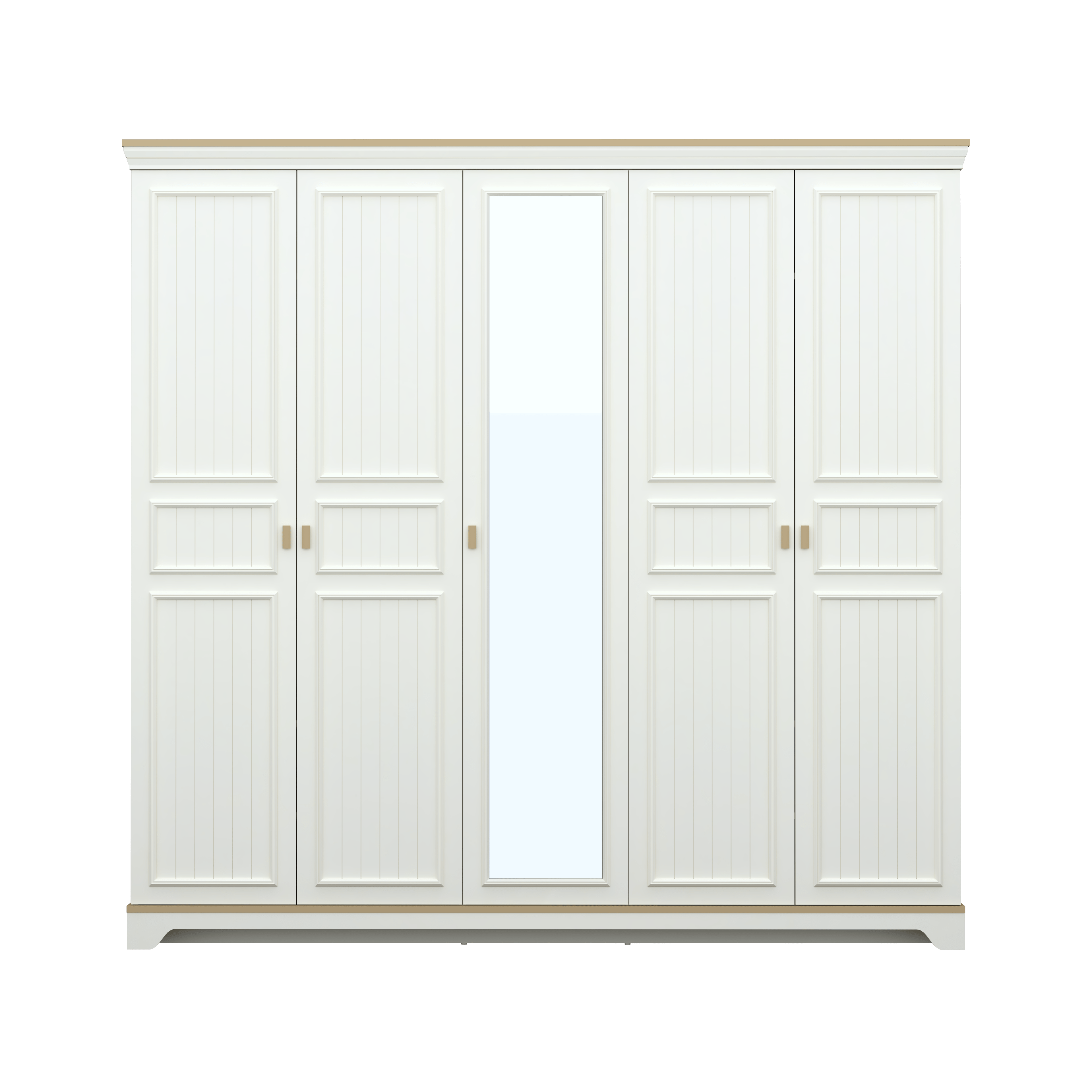 almila monte 5 deurskast grote kledingkast creme eiken 140x55x220 cm