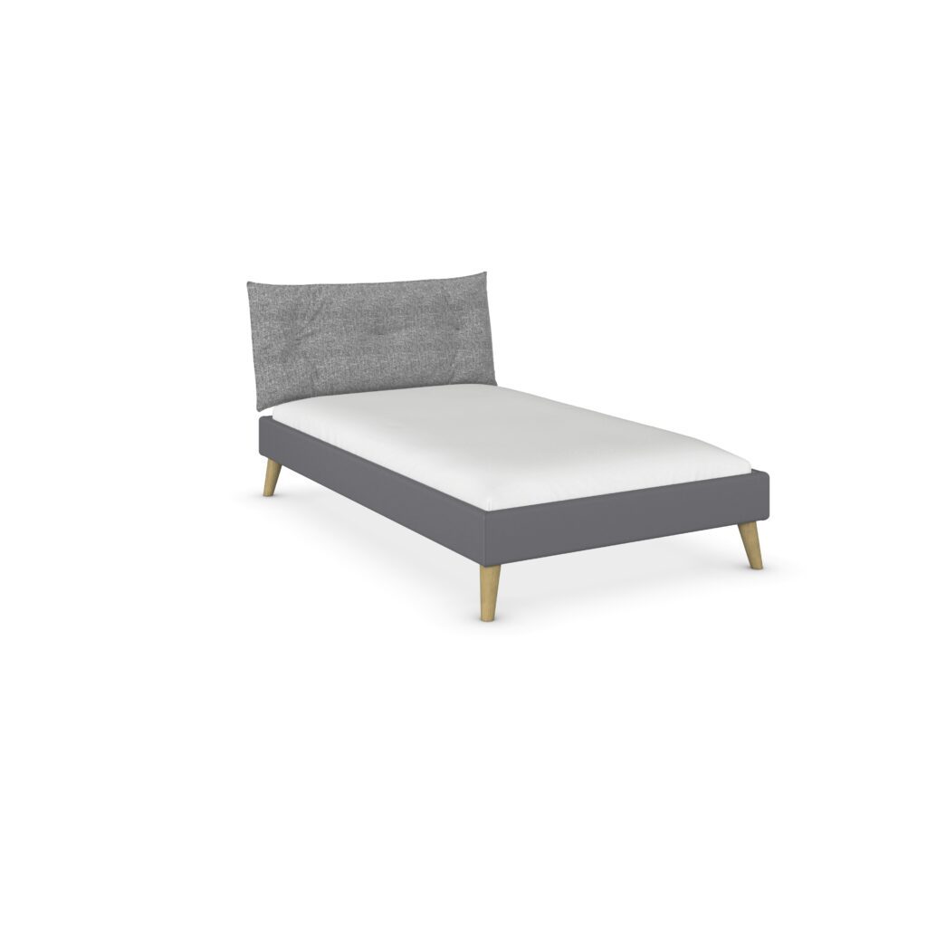 Rauch Skandi twijfelaar bed 120x200 cm met gestoffeerd hoofdbord antraciet
