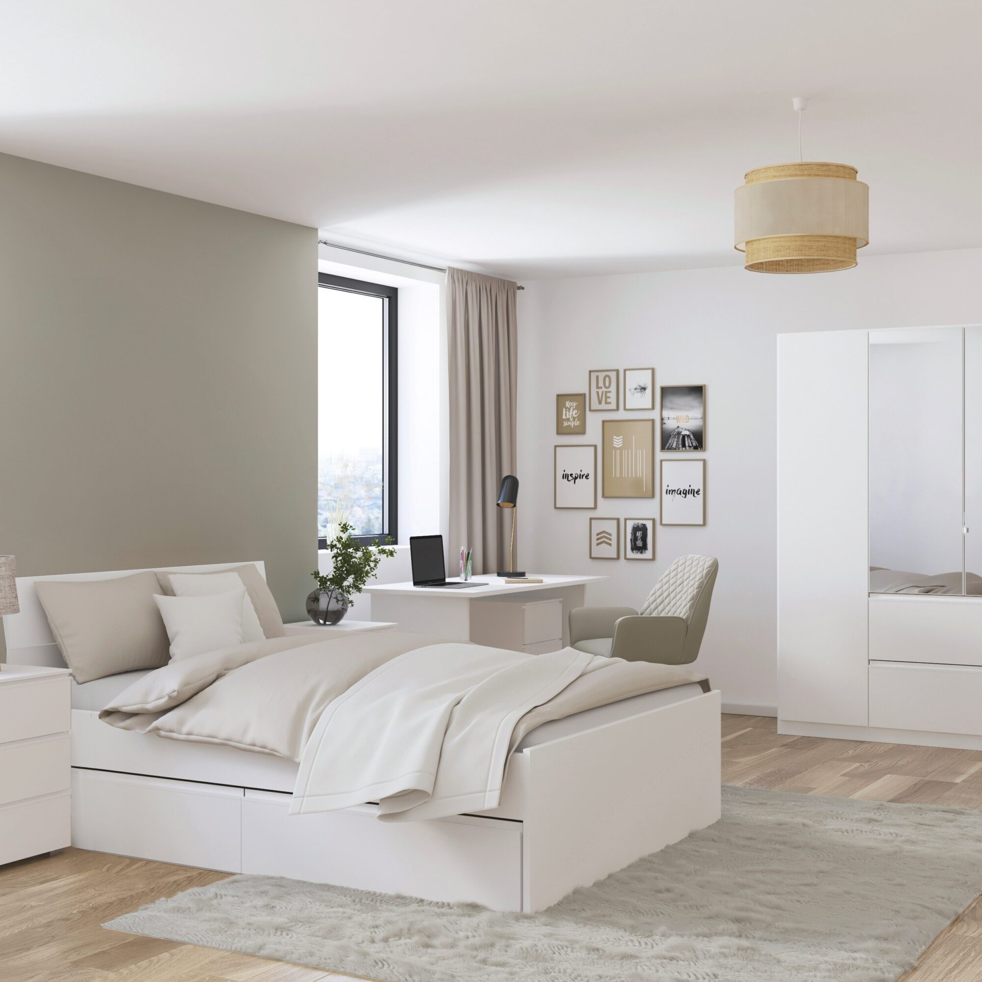 Rauch Joel complete slaapkamer set wit met bed kledingkast en bureau