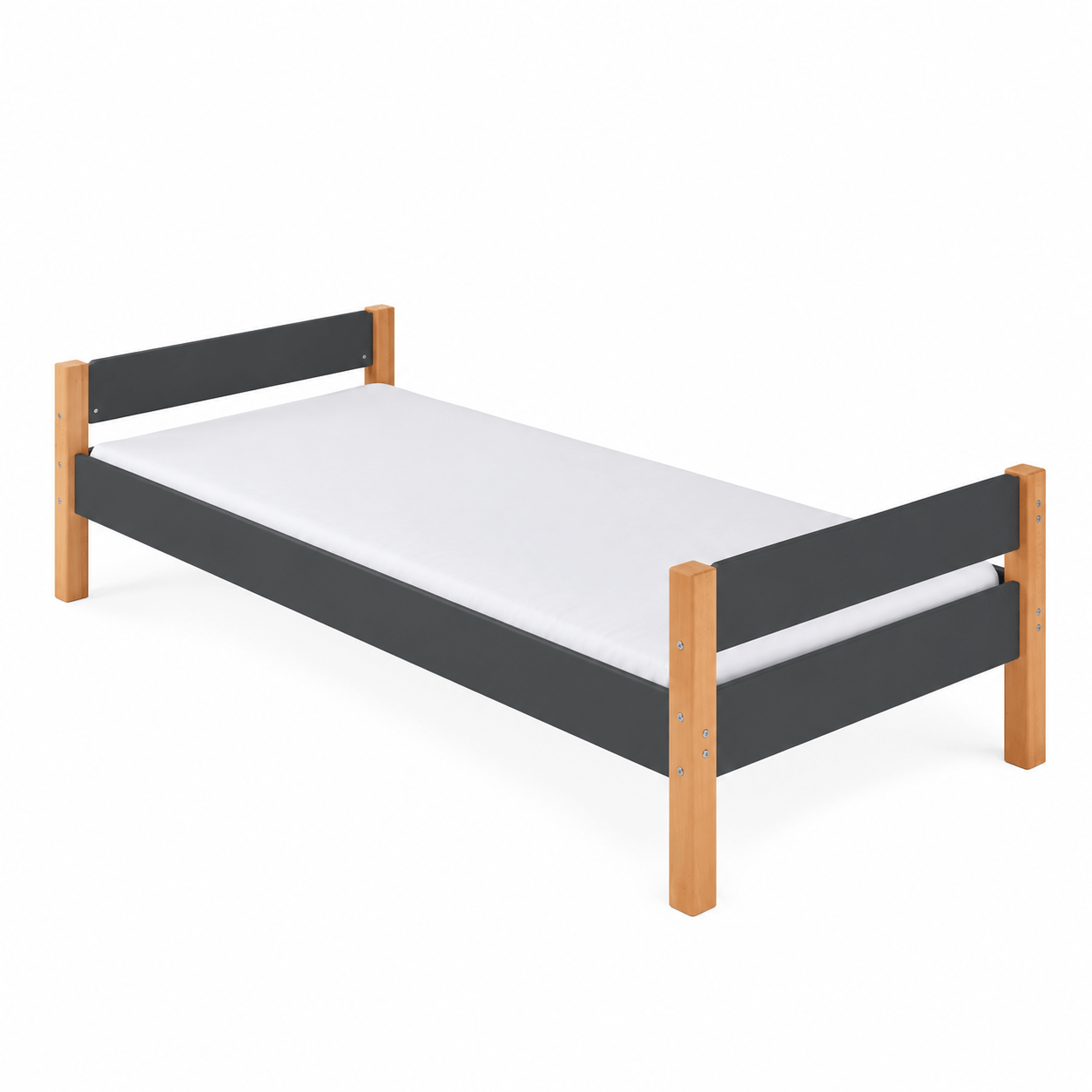 Infanskids Infanscolor 1-persoonsbed Complete Kinderkamer Set Antraciet/Beuken - Afbeelding 2
