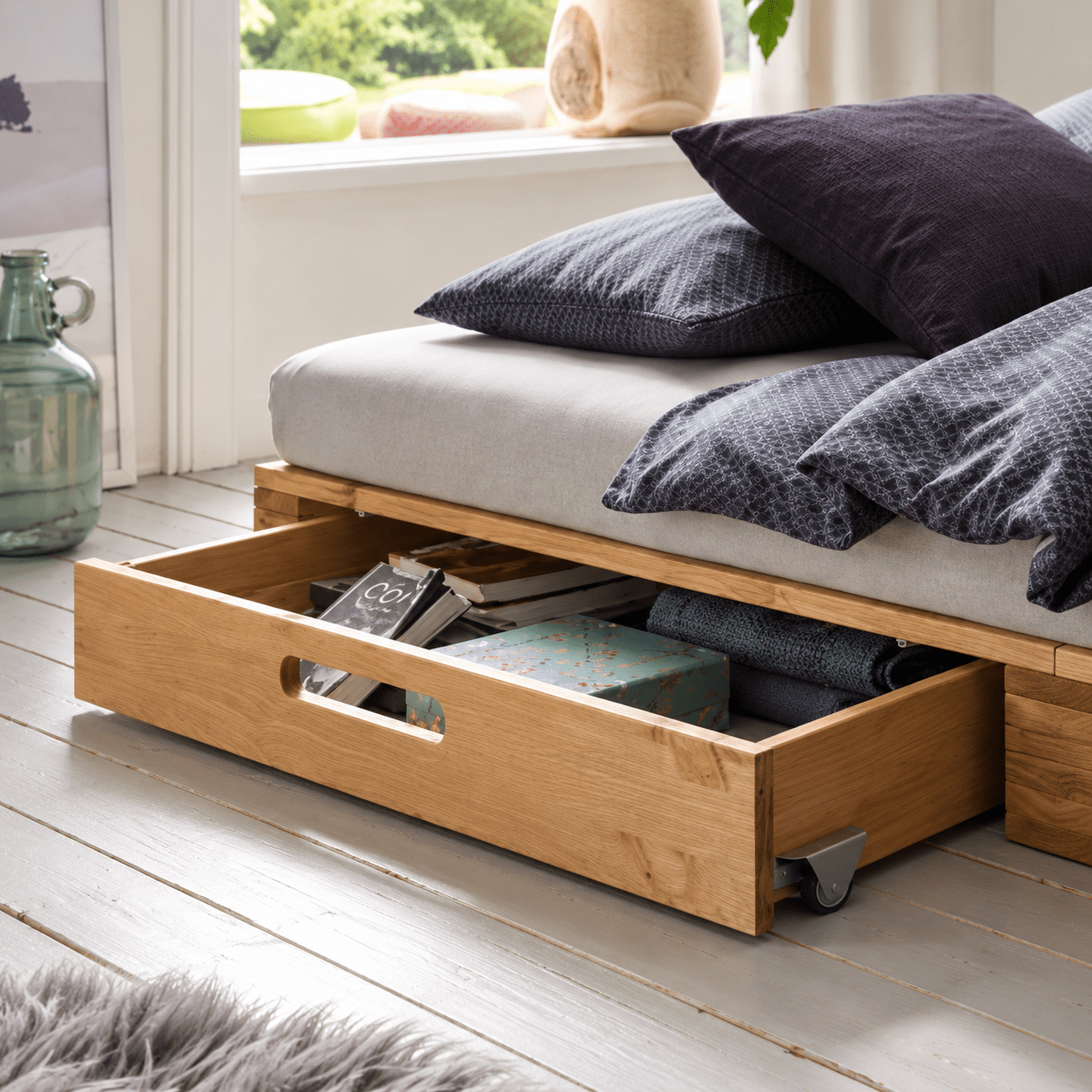 Infanskids Palletbed 2-persoonsbed Naturel 140x200 cm met Opberglades - Afbeelding 2