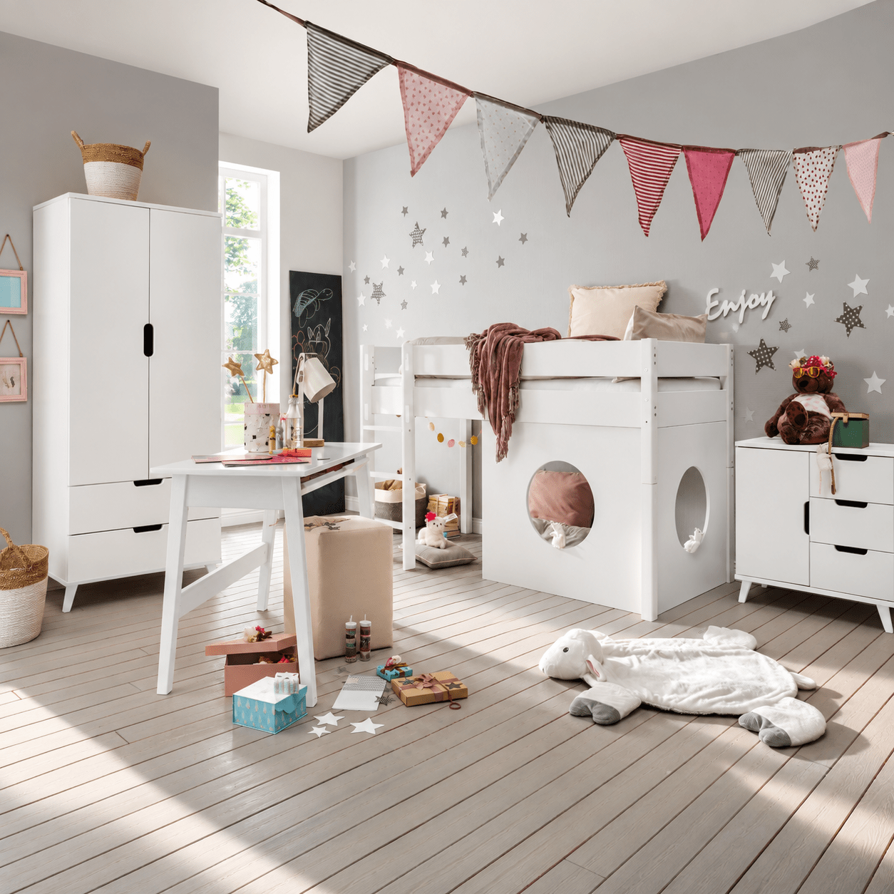 Infanskids Infanscolor Halfhoogslaper Complete Kinderkamer Set Wit