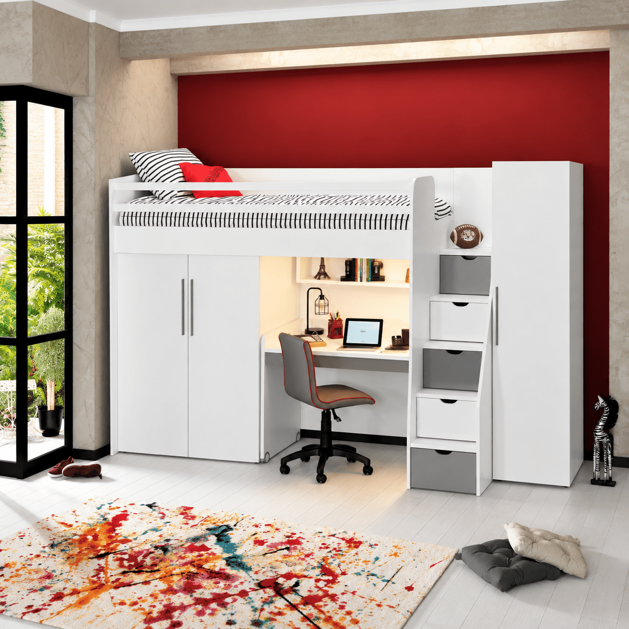 Almila Neo Complete Kinderkamer Set Hoogslaper - Wit/Grijs- Zelf Samenstellen - Afbeelding 14