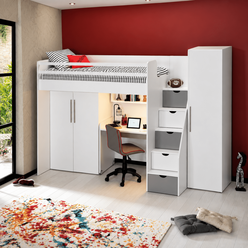 almila neo hoogslaper opbergtrap wit grijs 257x101x191 cm
