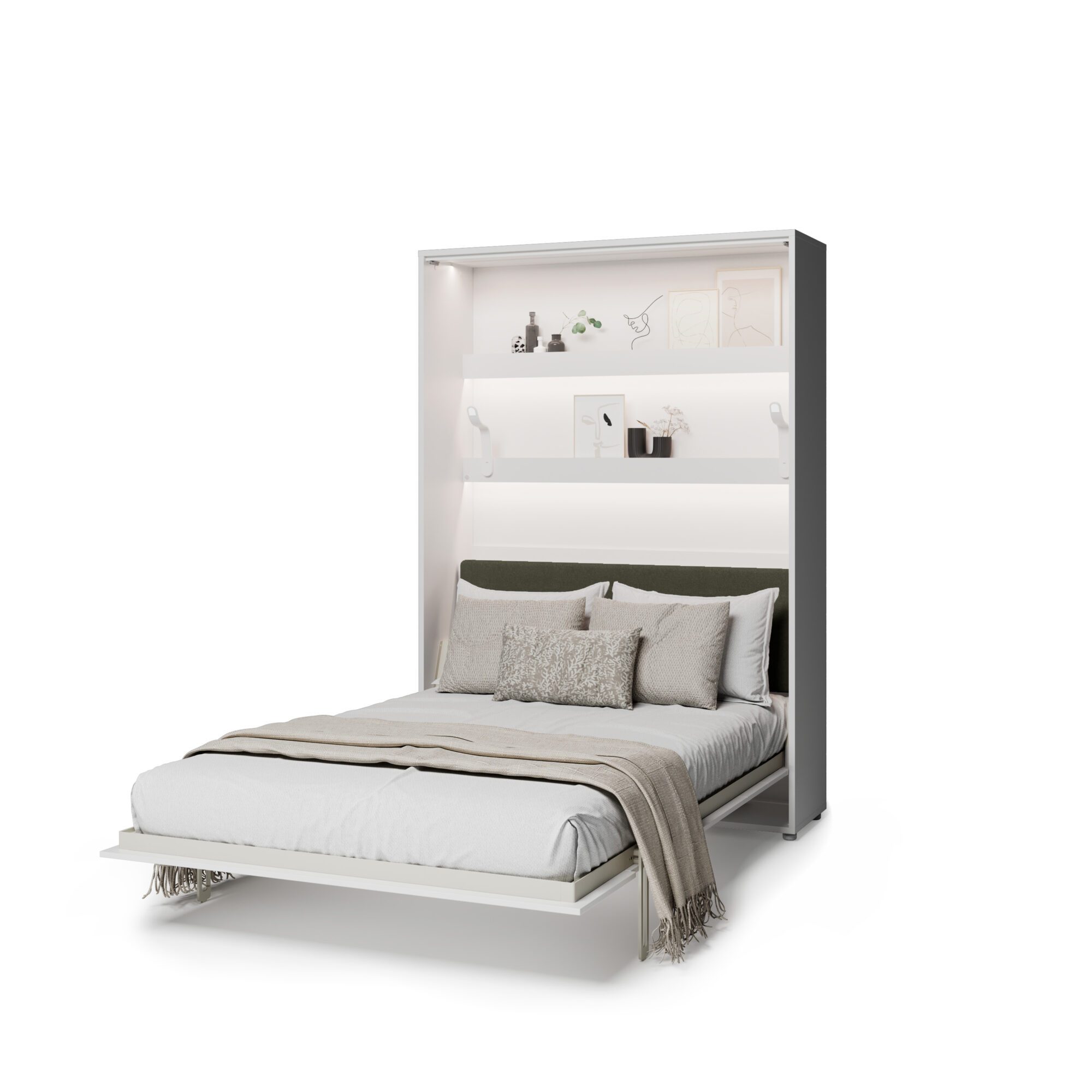 lenart bed concept verticaal elektrisch opklapbed 140x200 hoogglans wit tijdens automatisch openklappen