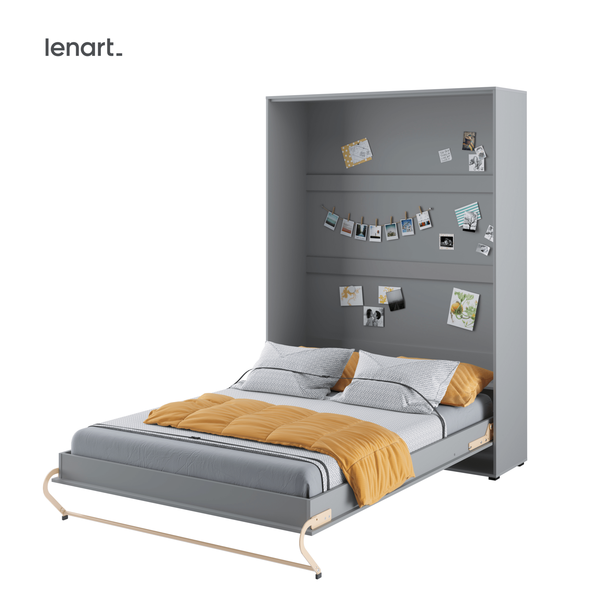 Lenart CONCEPT PRO verticaal opklapbed 140x200 grijs met optionele kastmodules