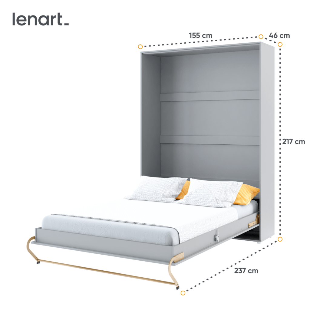 Lenart CONCEPT PRO opklapbed 140x200 grijs veiligheidsmechanisme en metalen handgreep