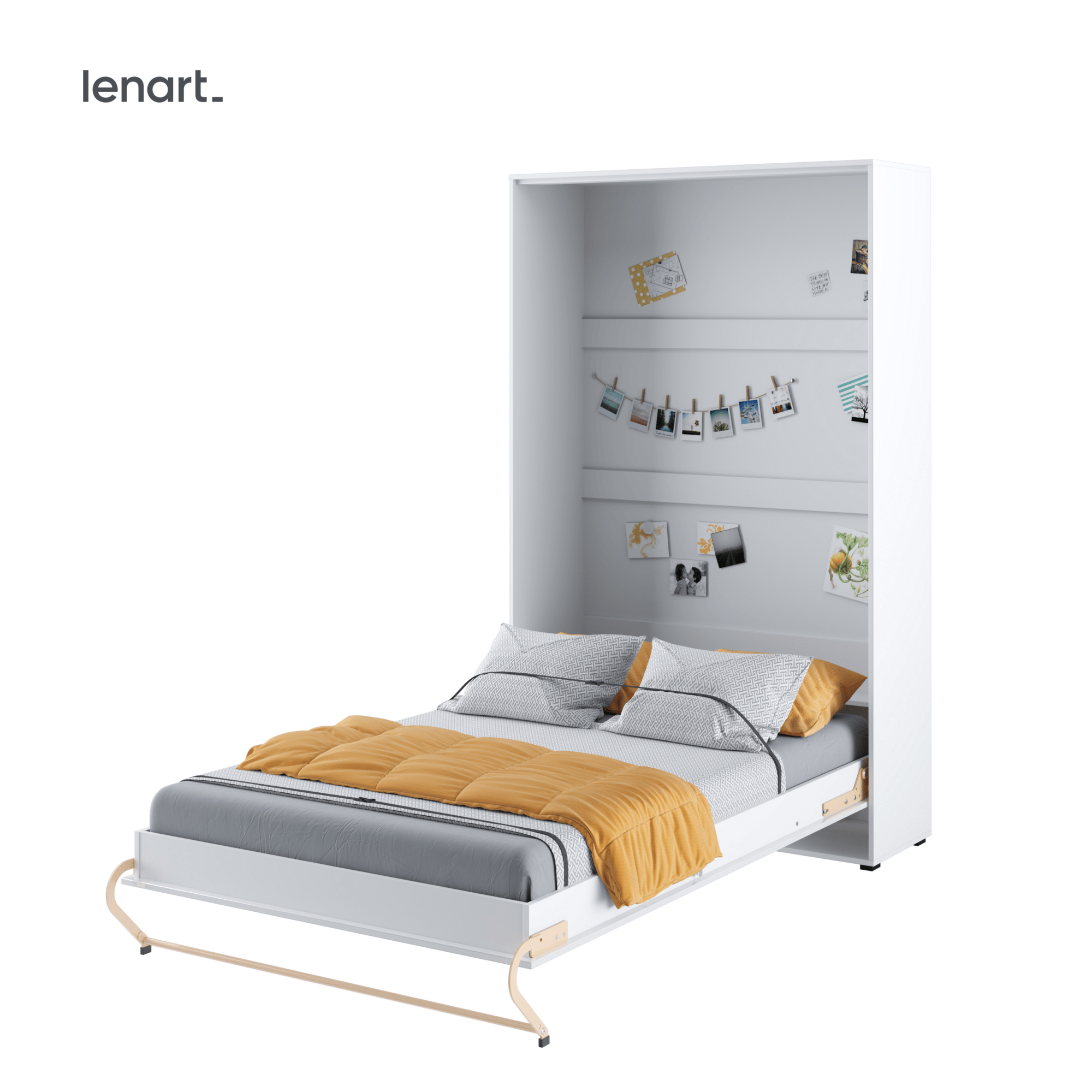 Lenart CONCEPT PRO verticaal opklapbed 120x200 hoogglans wit geopend