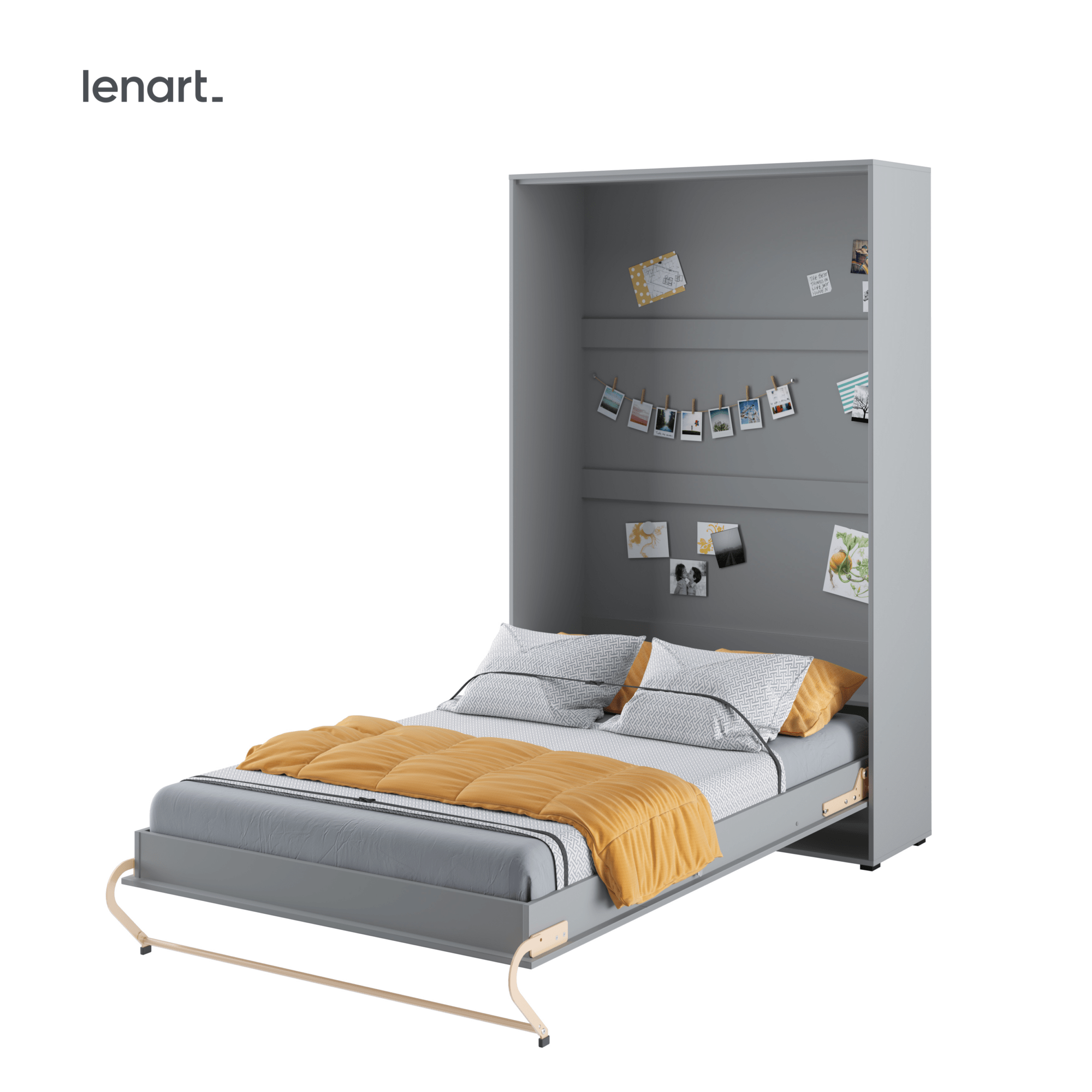 Lenart CONCEPT PRO verticaal opklapbed 120x200 grijs geopend