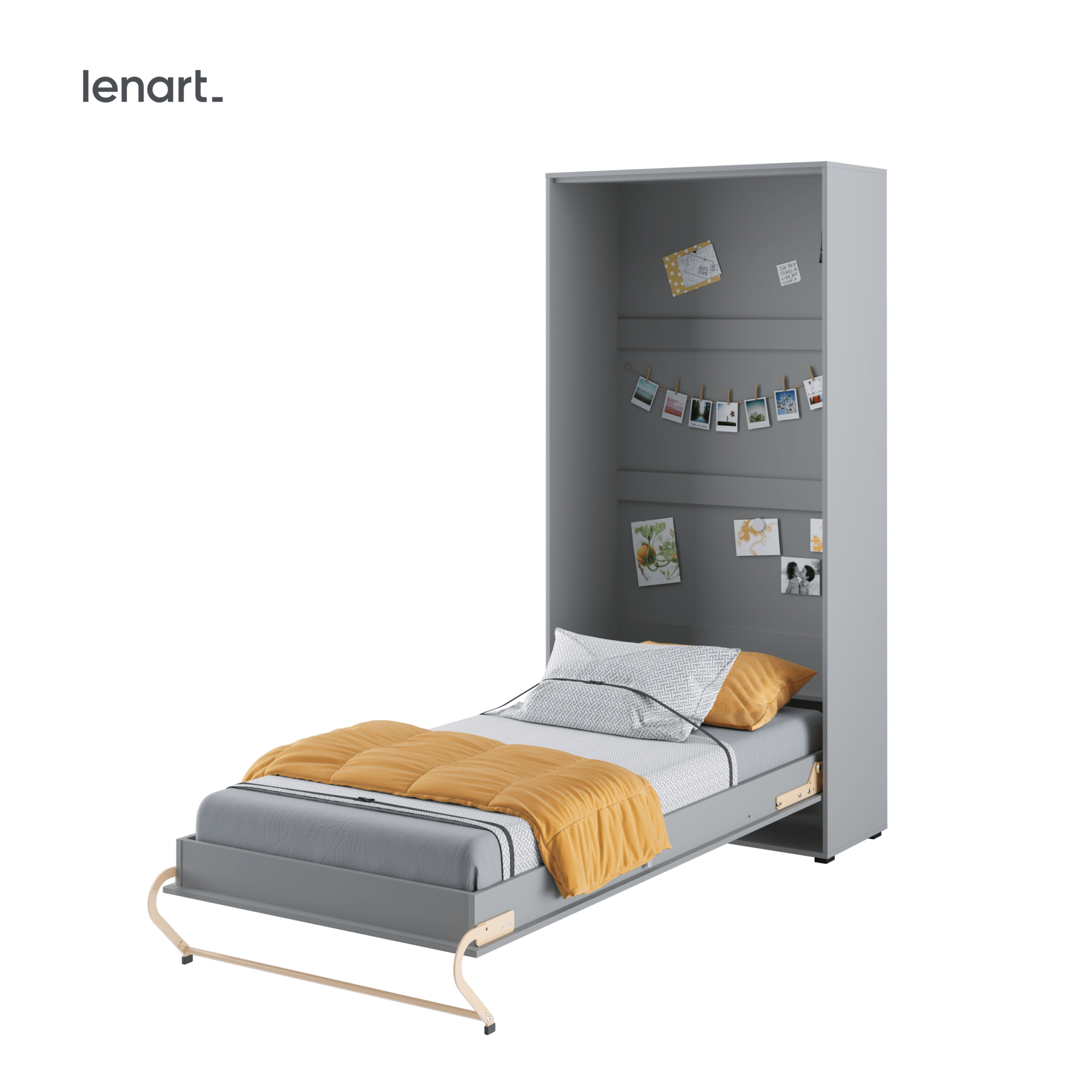 Lenart CONCEPT PRO verticaal opklapbed 90x200 grijs geopend