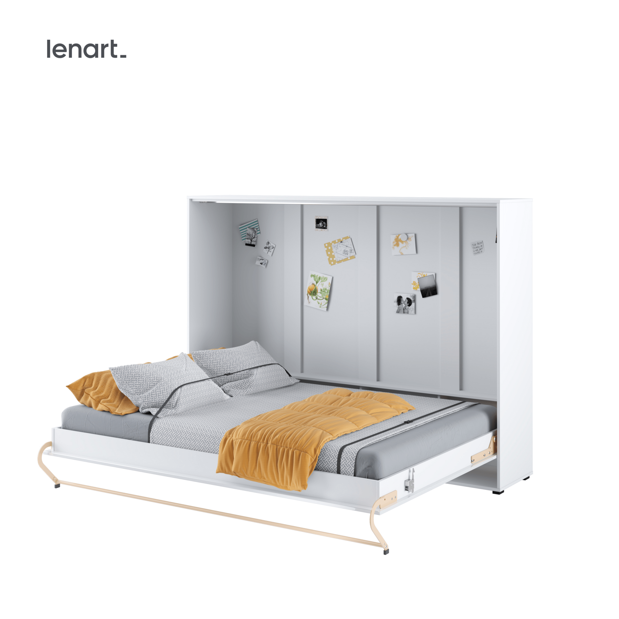 Lenart Concept Pro Horizontaal Opklapbed 140x200 - Hoogglans Wit