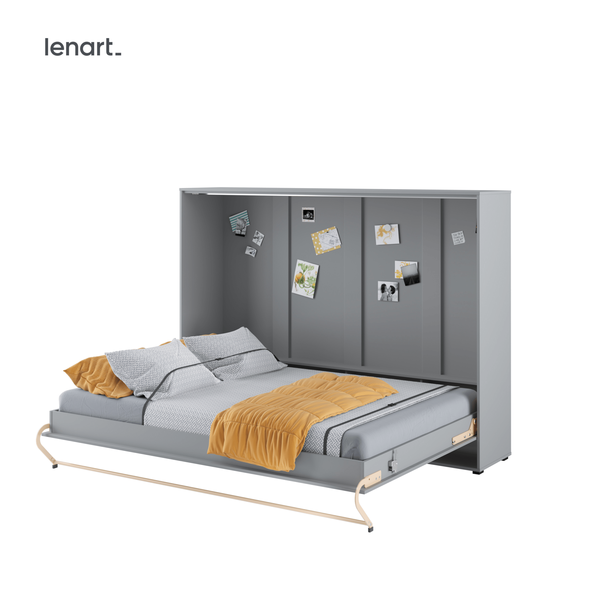 Lenart CONCEPT PRO horizontaal opklapbed 140x200 grijs geopend