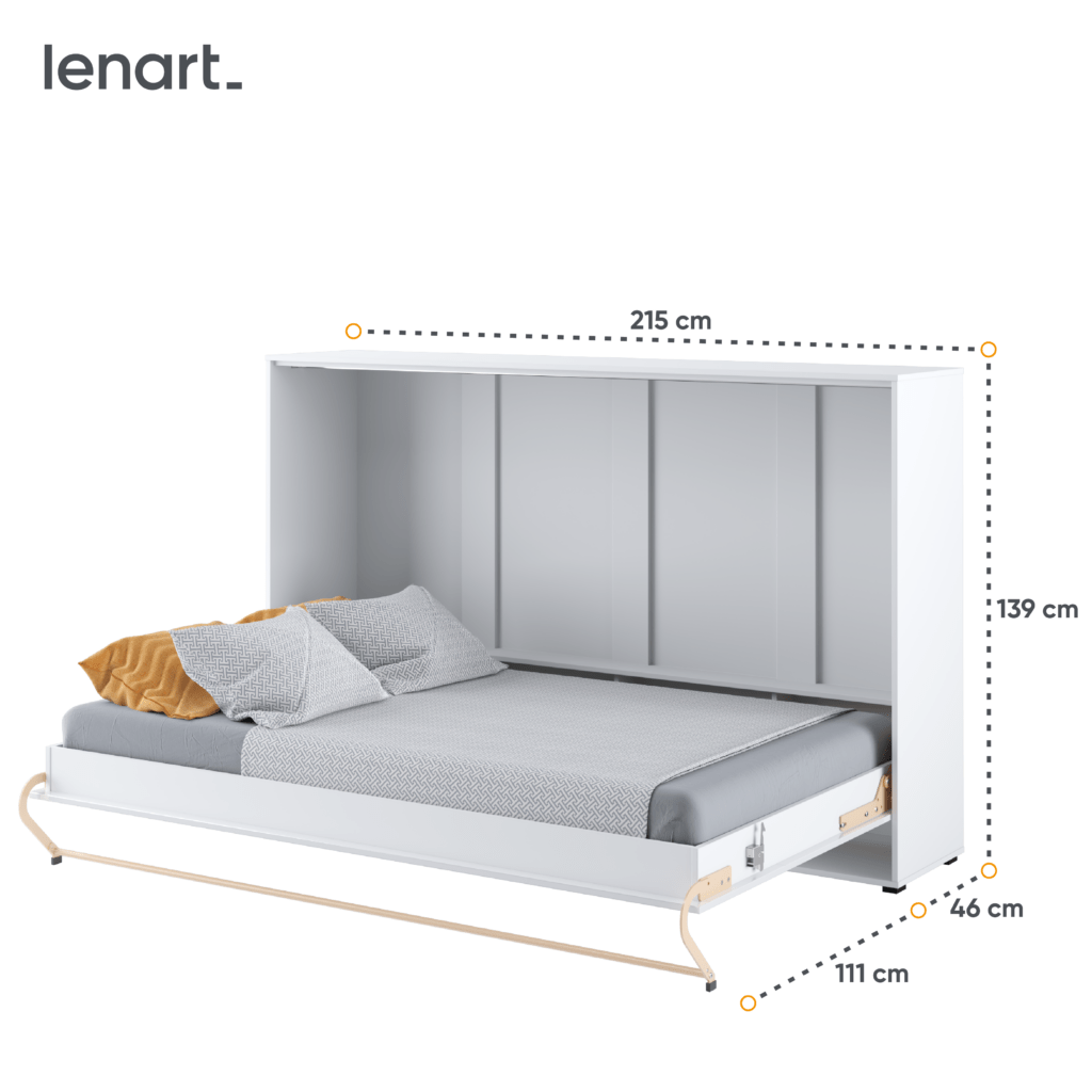 Lenart CONCEPT PRO horizontaal opklapbed 120x200 hoogglans wit geopend