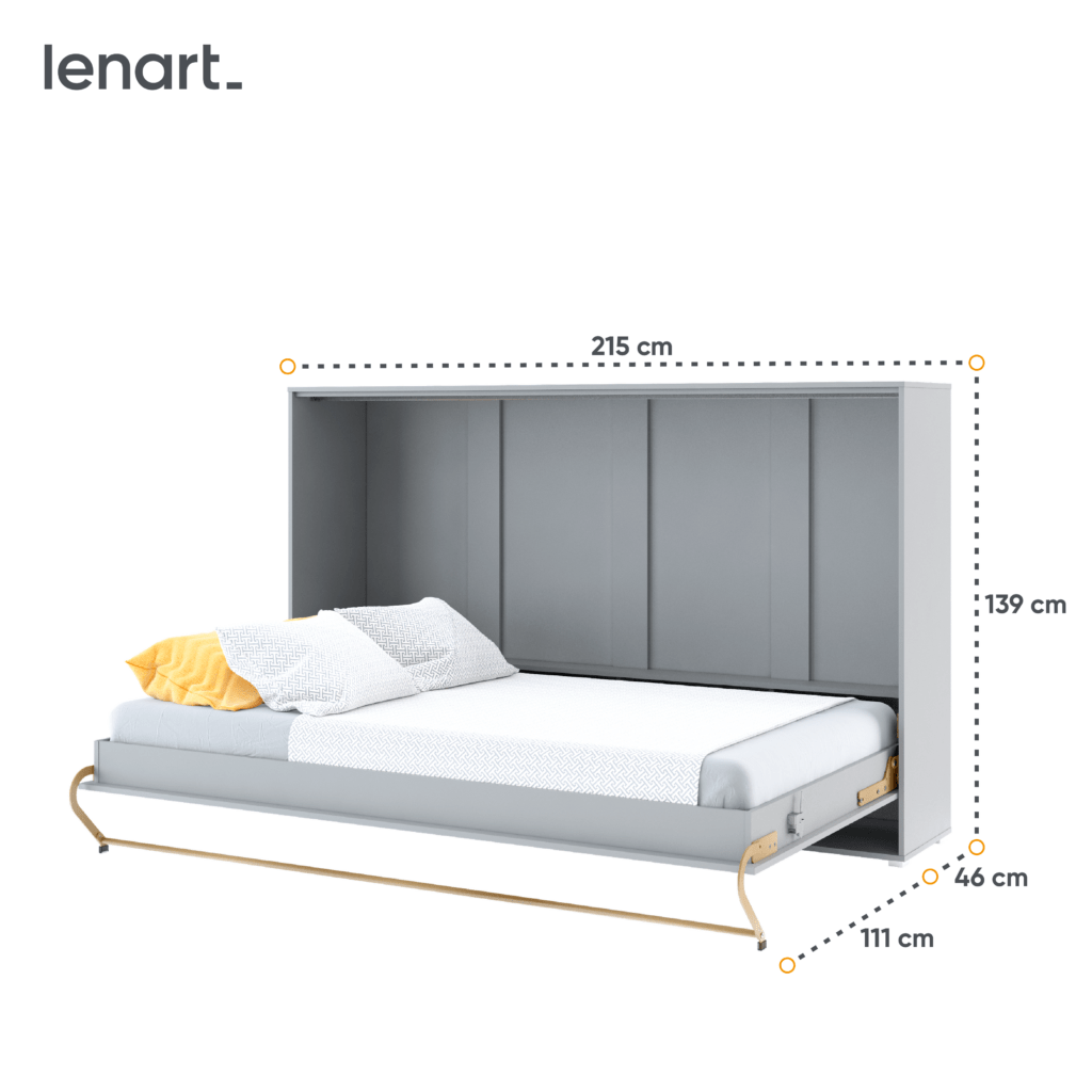 Lenart CONCEPT PRO horizontaal opklapbed 120x200 grijs veiligheidsmechanisme en metalen handgreep