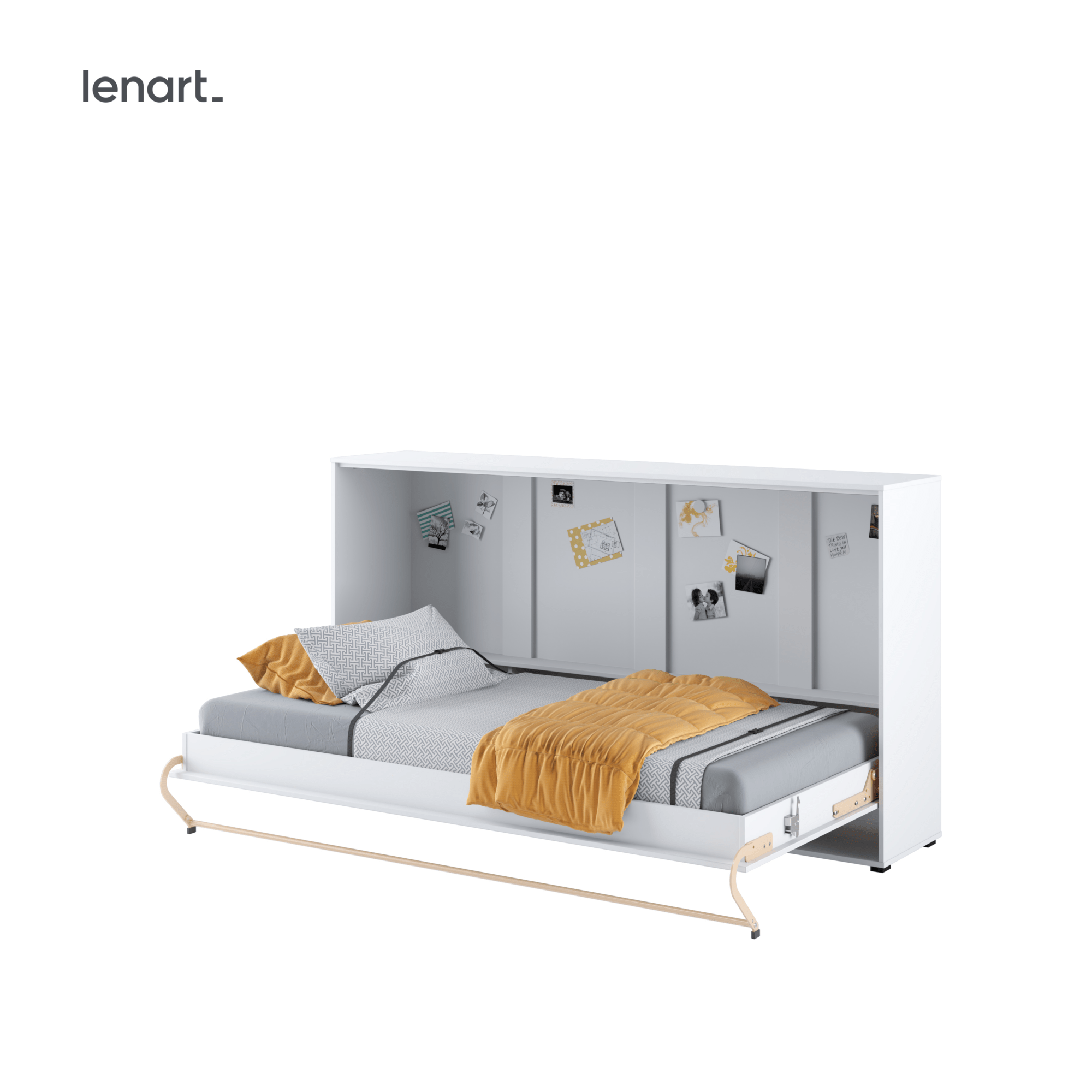 Lenart Concept Pro Horizontaal Opklapbed 90x200 - Hoogglans Wit