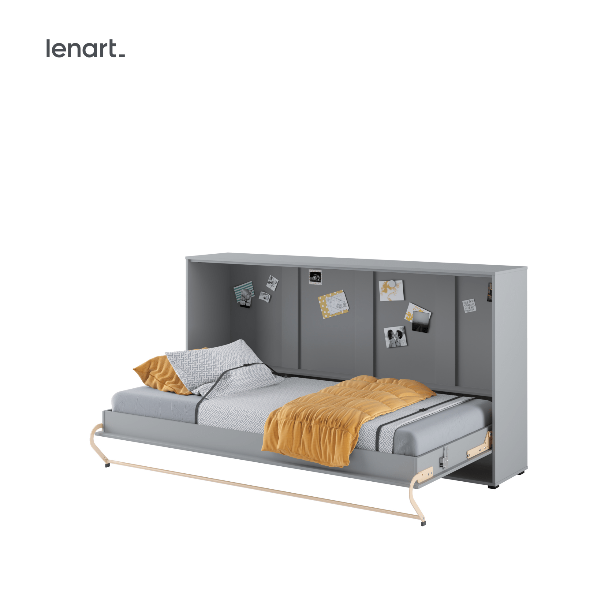 Lenart CONCEPT PRO horizontaal opklapbed 90x200 grijs geopend