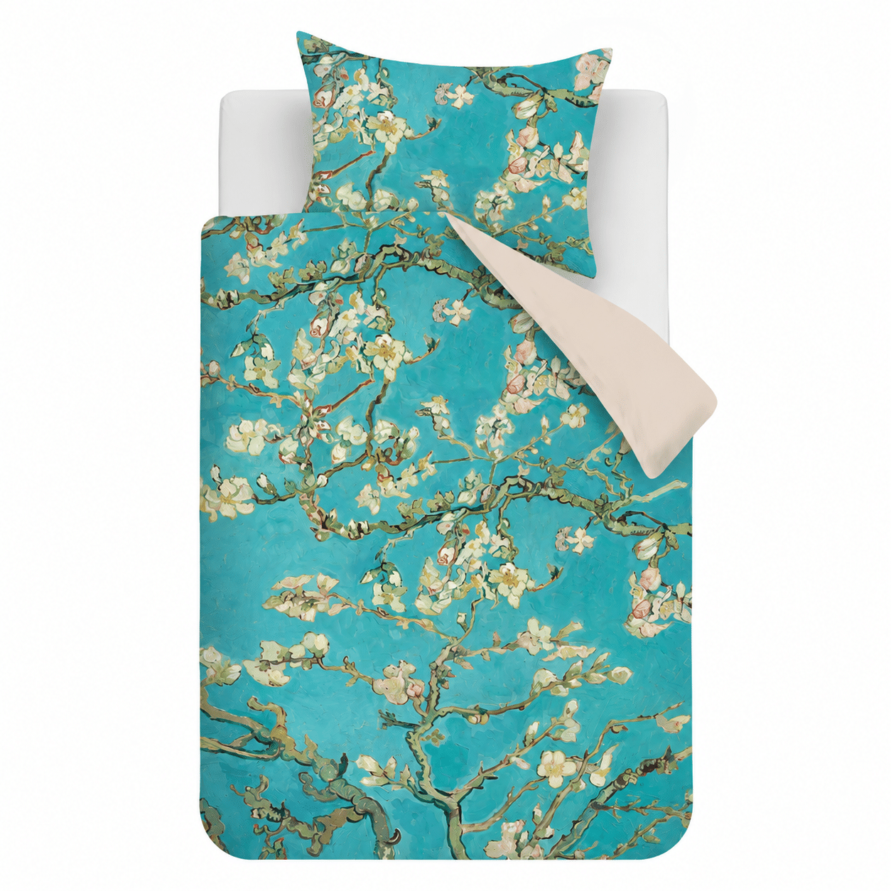 Effen katoenen achterzijde van het Almond Blossom dekbedovertrek