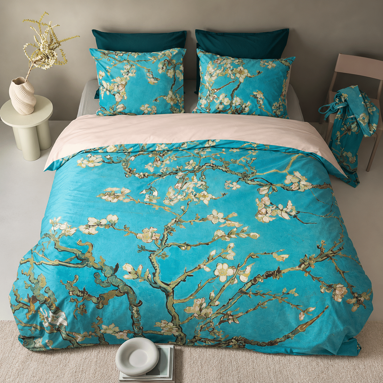 Beddinghouse x Van Gogh Museum Almond Blossom De Velours Dekbedovertrek - Blauw - Afbeelding 2