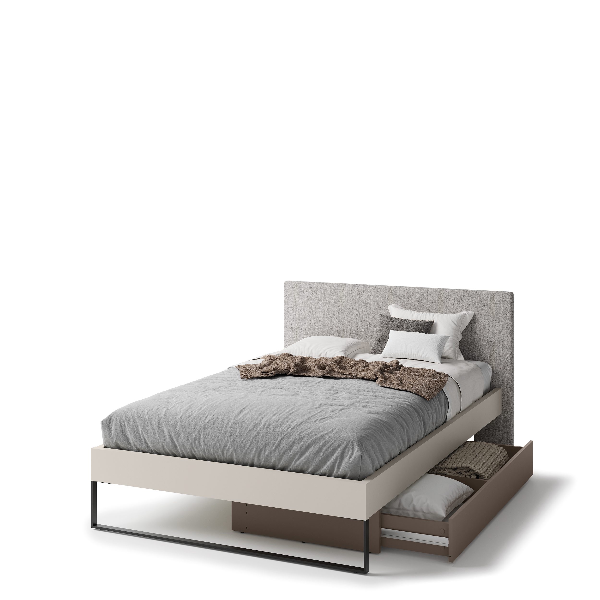 lenart sigma bed 120 twijfelaar met zacht hoofdbord 140x208x88 cm incl lattenbodem