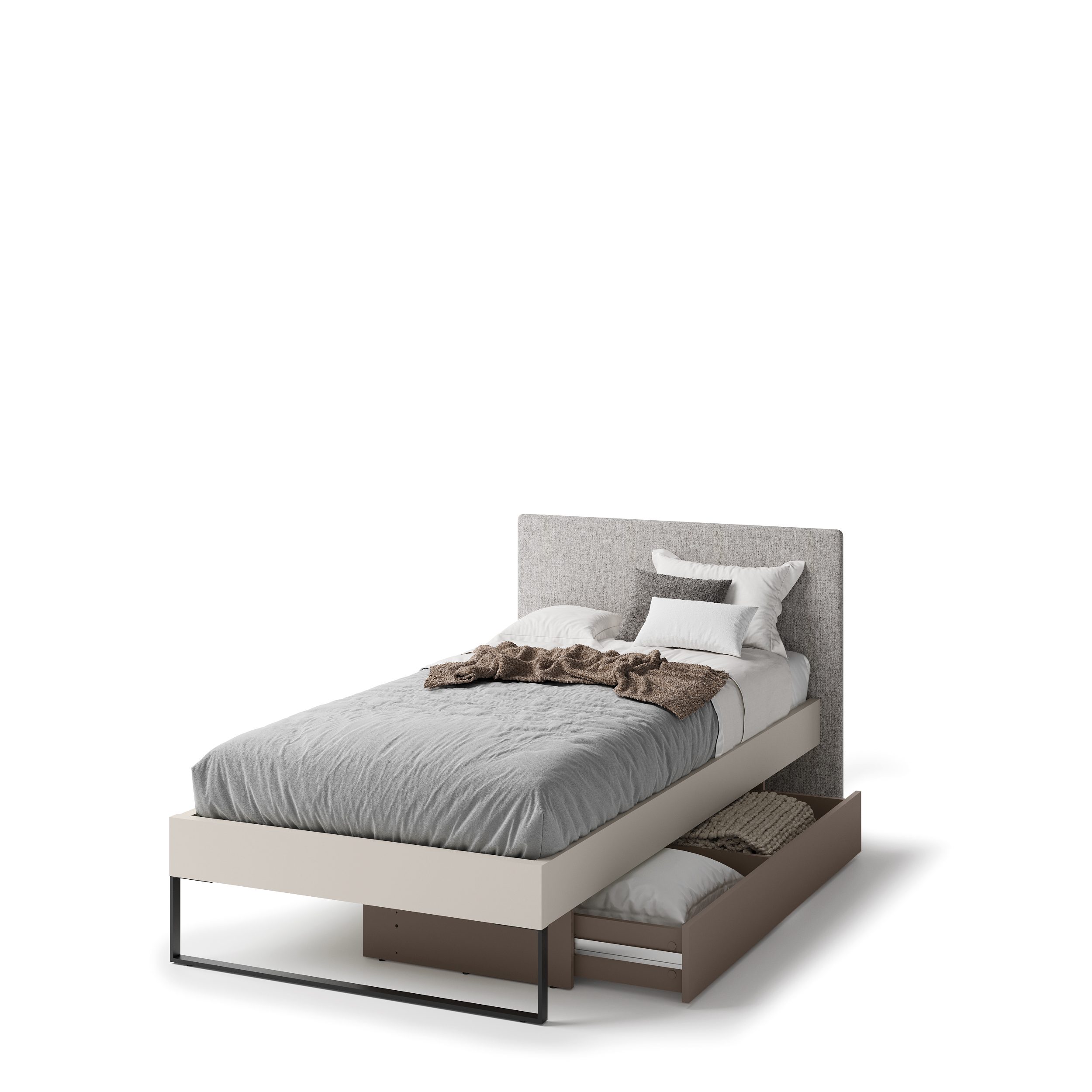 lenart sigma bed 90 eenpersoonsbed met zacht hoofdbord 110x208x88 cm incl lattenbodem