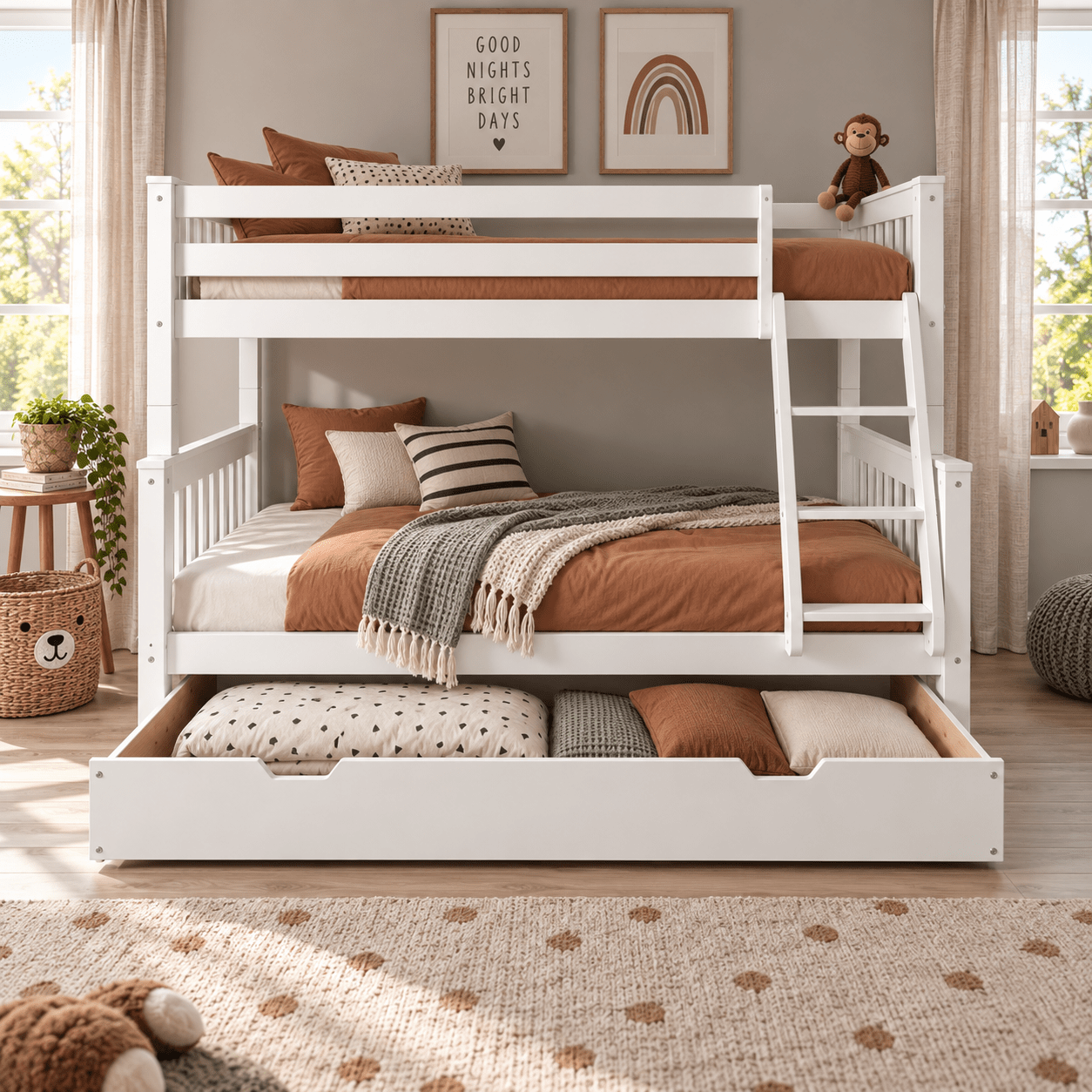 optionele uitschuifbare slaaplade onder infanskids pino familiebed wit