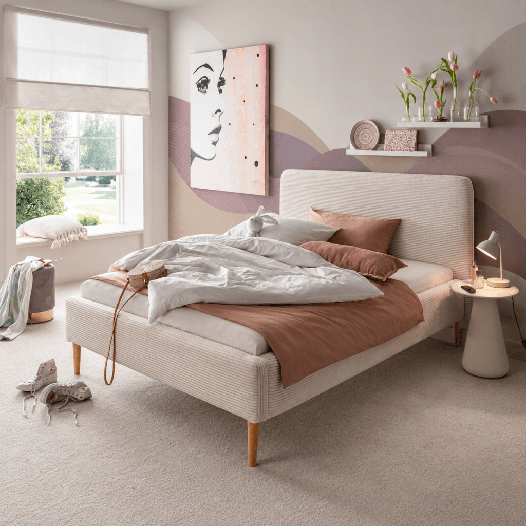 Infanskids gestoffeerd kinderbed juna in scandinavische kinderkamer